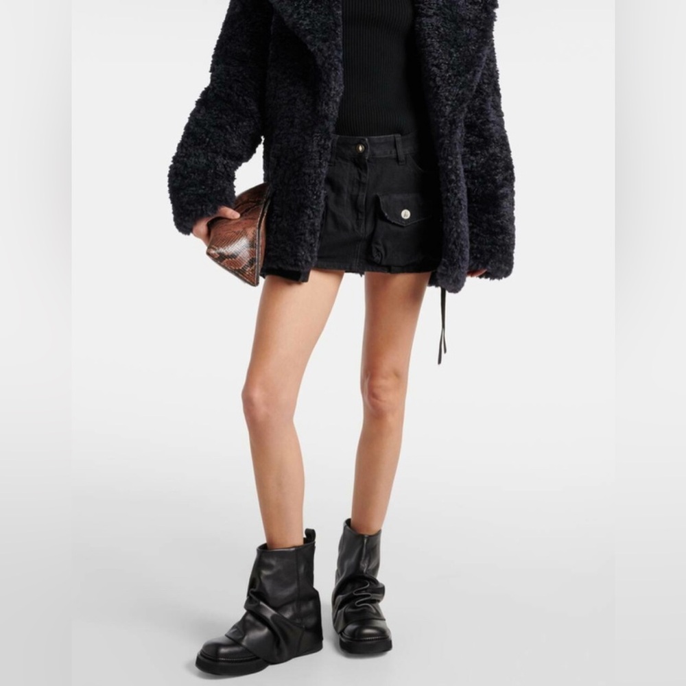 THE ATTICO BLACK LEATHER MINI ROBIN SLOUCH BOOT